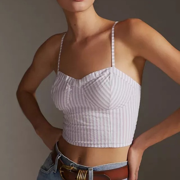 Anthropologie Tops - By Anthropology Striped White and Purple Women's Top